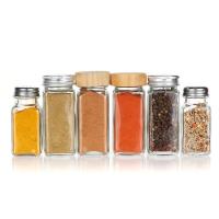 Oem vide clair 120ml Bouteille en verre poivre carré 4 oz pot d' épices avec shaker pour cuisine
