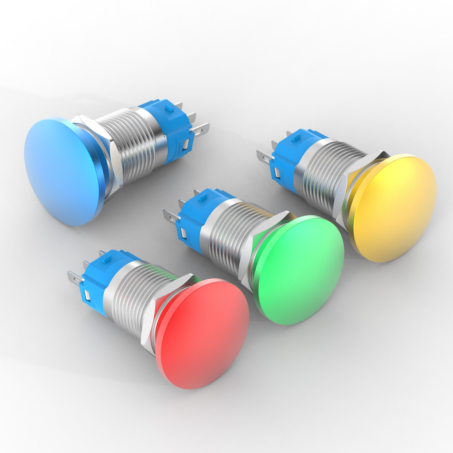 16MM Metal Button Switch Reset Self-Locking Normally Open and Normally Closed Mushroom Head Button Red and Green Momentary Custom Logo