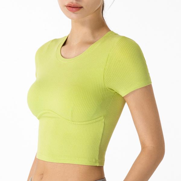 Navel Exposed Short Sleeve Ladies Yoga Tops XL 2XL Skin Friendly