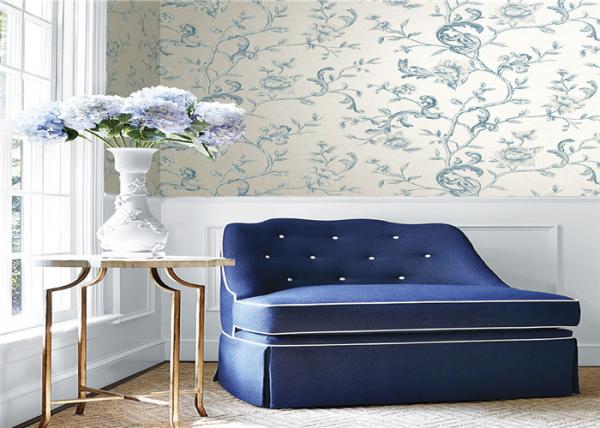 Washable Embossed Flower Wallpaper For Living Rooms , Durable Wall Coverings