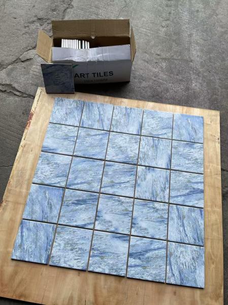 Mosaïques carrées en porcelaine bleue 150x150mm R10 antidérapantes et décoratives pour balcon