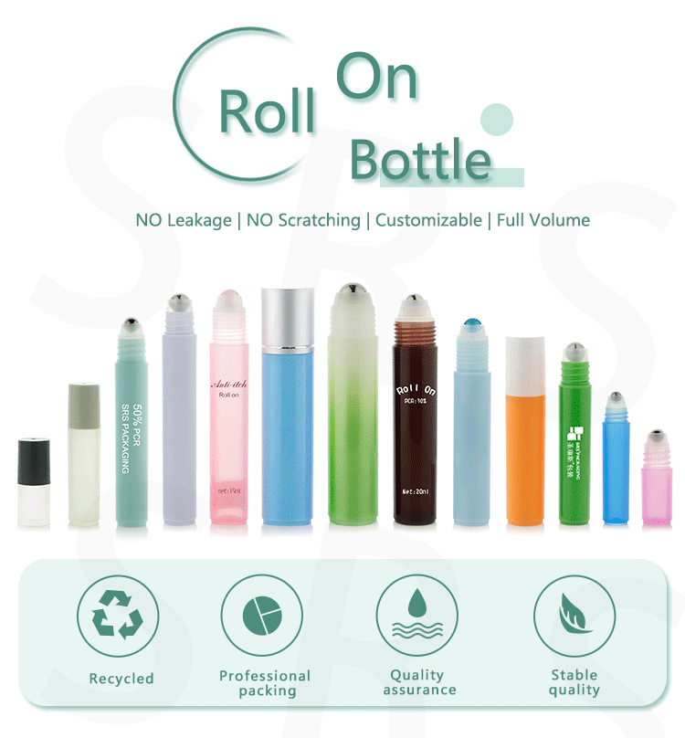 Custom Color 20ml Plastic Roller Bottle Empty Roll On Container For Massage Oil Deodorant Serum