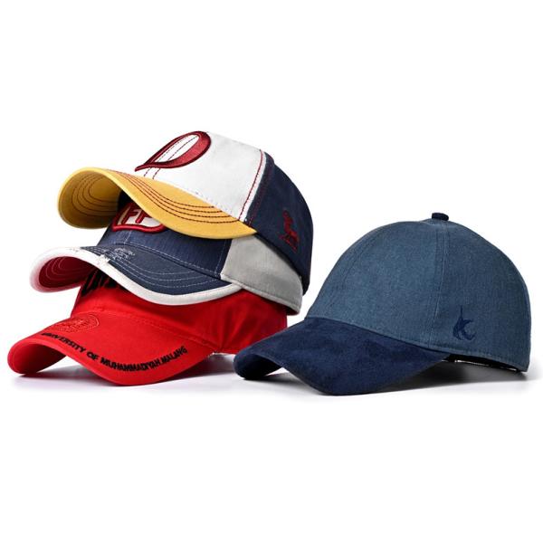 3D Embroidery Flexfit Baseball Caps 59cm Bold Line Water Worn Out Cotton Fabric