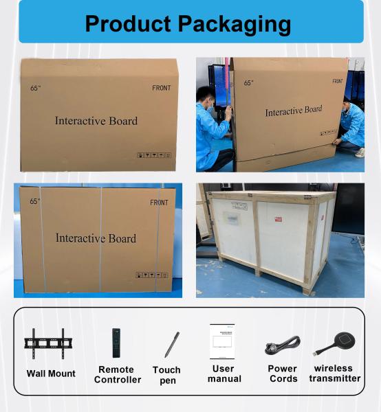 HDFocus 55 75 Inch Display Touch Screen Flat Panel 4K Hd Smart Portable Electronic White Board Interactive WhiteBoard for School