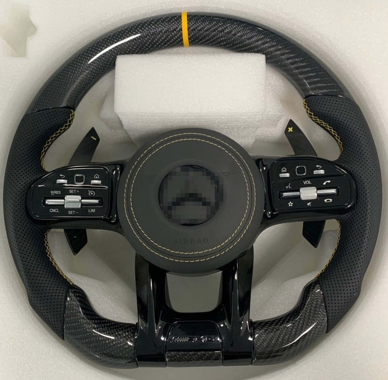 Mercedes-Benz Old Model AMG Carbon Fiber Steering Wheel 55cm Diameter Nappa Leather