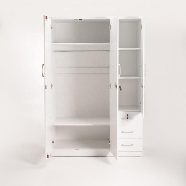 BSCI White 3 Door Wooden Modern Wardrobe Cabinet For Clothes