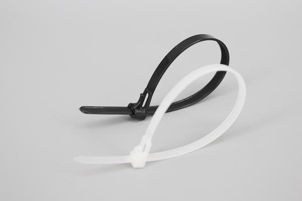 DM-8*250RT mm black and white full plastic releasable cable ties size wire bundle zip ties factory