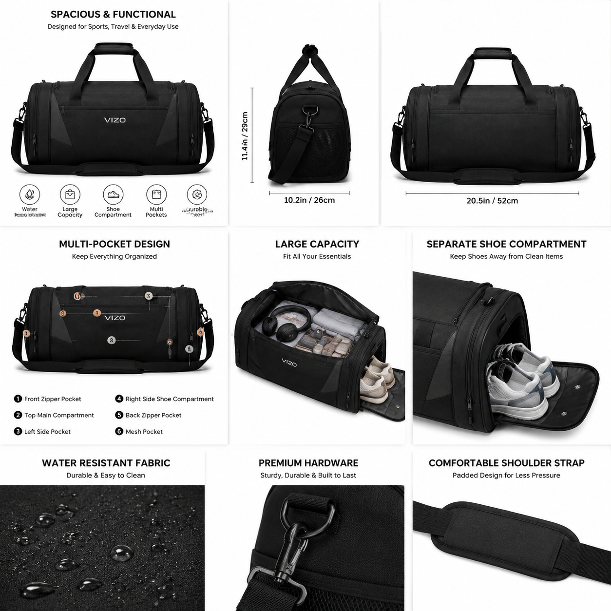 Professional Durable Polyester Duffel Bag With Multiple Storage Pockets And Adjustable Shoulder Strap For Gym And Travel