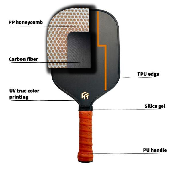 Logo personnalisé Paddle de pickleball thermoformé en fibre de carbone T700 pour sac à bulles / PC