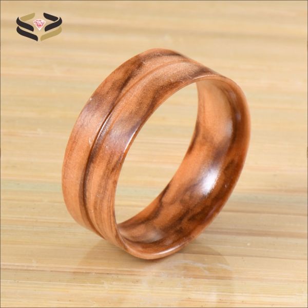 8mm 6mm Polished Flat Olive Wood Ring Core Blanks for Inlay Certificate Type Third Party Appraisal Mens Wedding Band
