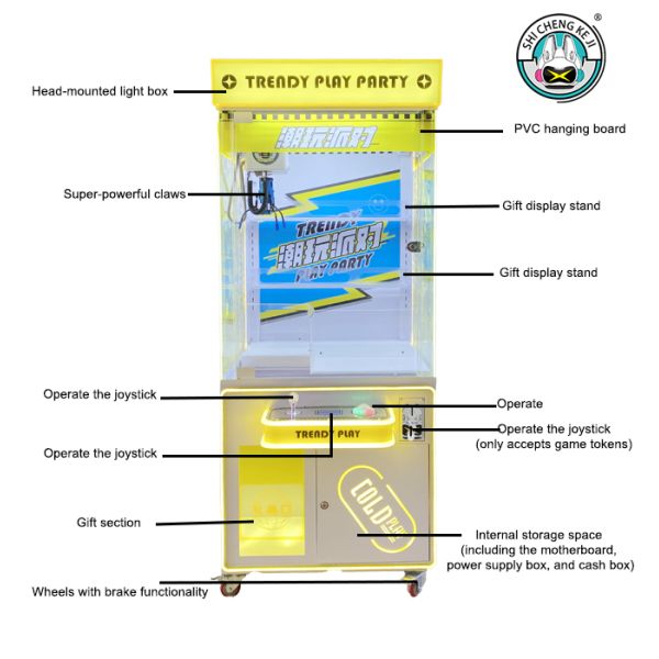 Scan And Pay Coin 3 Finger Claw Commercial Claw Machine For Department Store