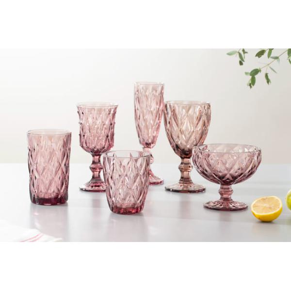 12 Ounce Colored Glass Dessert Bowls 350ml Embossed Footed Glass Trifle Bowl