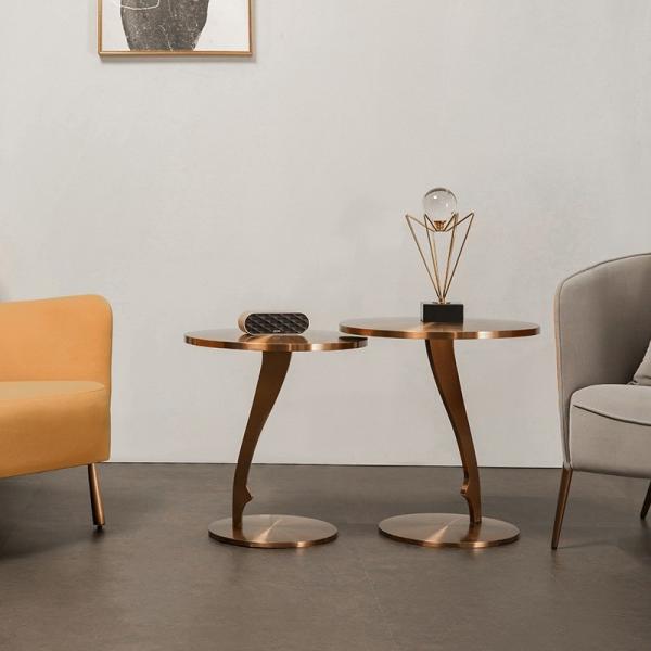 Class Brushed Brass Stainless Steel Side Table Small Round Table Coffee Table