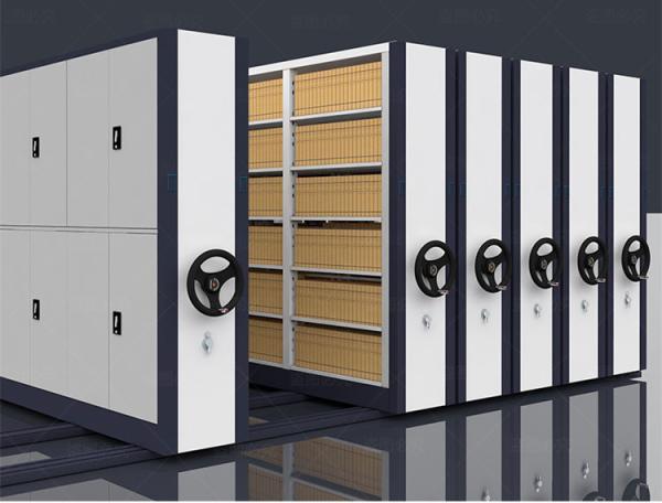 Manual High Density Shelving For Files Collection , Light Gray Mobile Shelving Unit