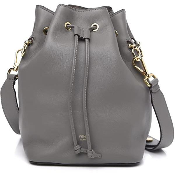 Grey Fendi Mon Tresor Bag 8BT298 Calfskin Leather Bucket Bag