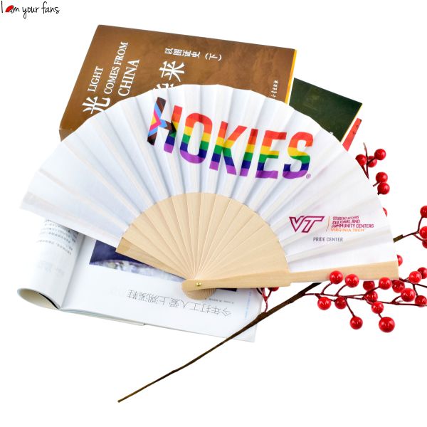 Popular Choice Wooden Crafts 23cm Wood Orginal with Fabric High End Europe Preference Folding Hand Fan for Promotion