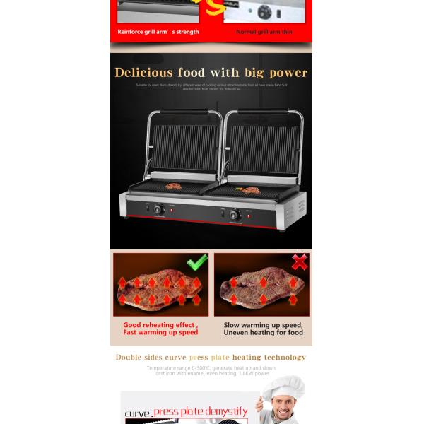 220В нержавеющая сталь двойной пластины Панини гриль для сэндвича гамбургер сэндвич пресс