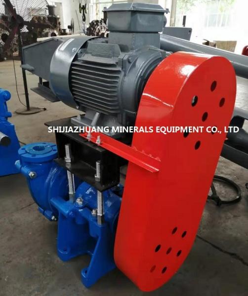 3 / 2 C r Rubber Lined Slurry Pumps Siemens Electric Motor Connected By Belts & Pulleys