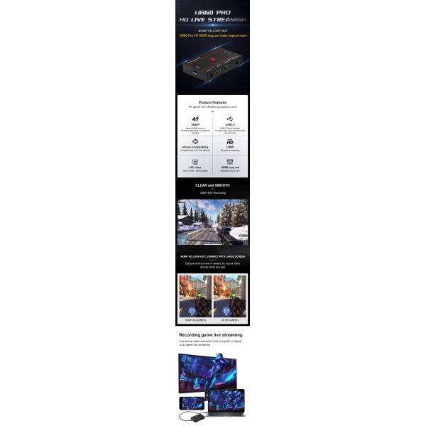 1920x1080 Resolution USB 3.0 Capture Card for 4K Live Streaming and Video Recording
