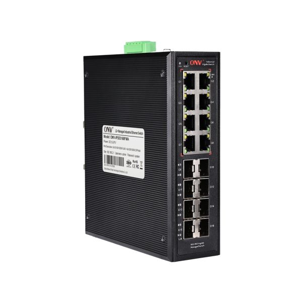 Metal Housing 16 Port Gigabit Industrial Managed Poe Switch With SFP Fiber Ports