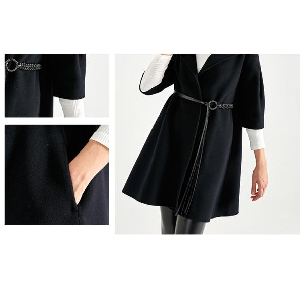 Half Sleeves Women Woolen Dress Coat Wool Jackets For Autumn Winter