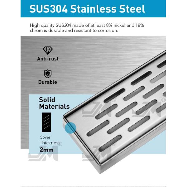 OEM Linear Shower Floor Drain With Hair Strainer Satin Polished Finish