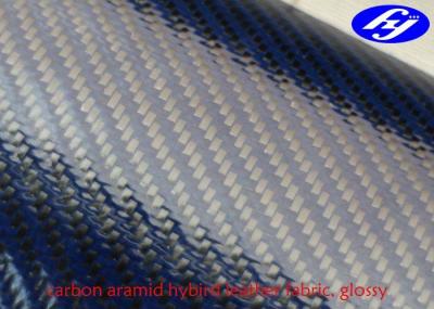Tela lustrosa azul de Kevlar do carbono da tela do couro do poliuretano da sarja para a roupa