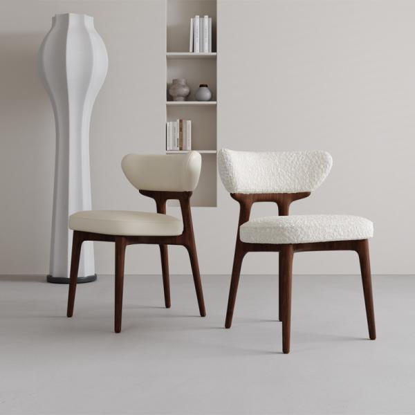 Star Hotel Solid Wood White Leather Dining Room Chairs