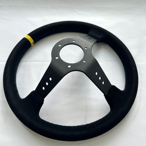 Custom Racing Rally Steering Wheel 90mm Deep Dish 350mm Black Suede 6061 Aluminum