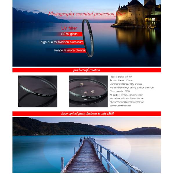 Photography Tool HD Camera Lens Filters , B270 Optical Glass Camera Lens UV Filters