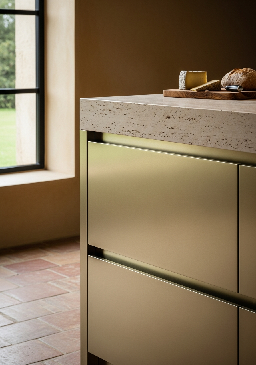 Sun-Baked Terracotta Kitchen Island in 304 Stainless Steel