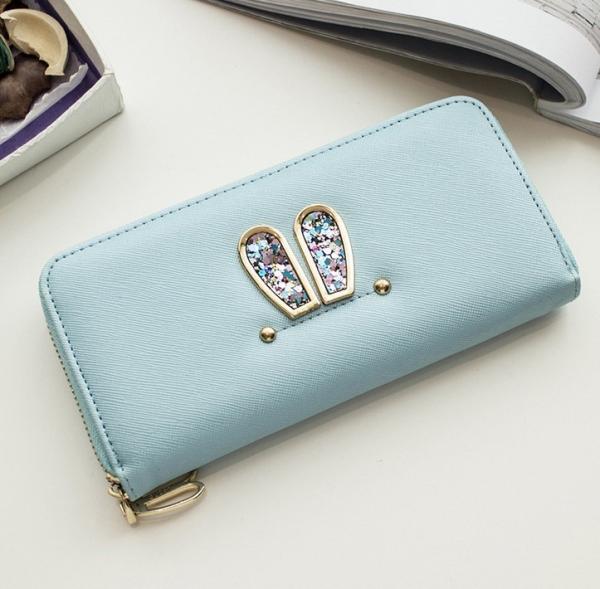 2016 new Korean simple fashion student Ms. cute rabbit long paragraph two fold wallet women