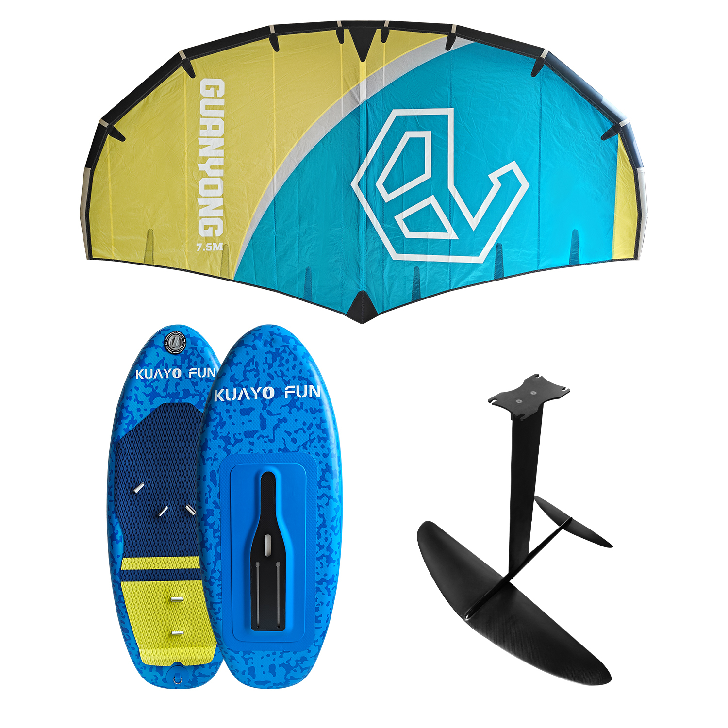 OEM ODM Wingfoil Kitesurf Wing Wind Efoil Sup Hydrofoil Inflatable PVC Surfboard Three-Piece Foil Set For Surfing