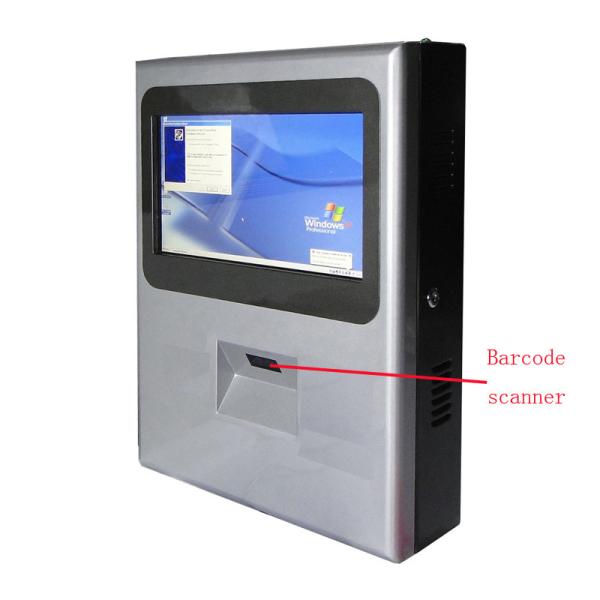 Wallmount Interactive IR Touchscreen Kiosk com código QR e leitor de código de barras e impressora térmica