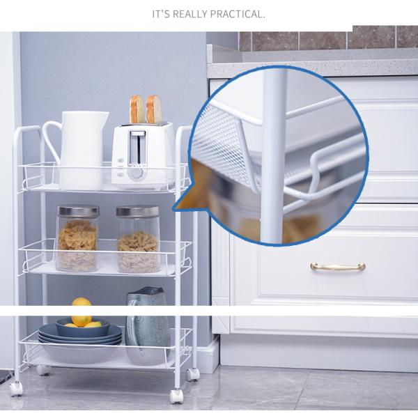 Rustproof 3 Tier Stainless Steel Cart , 10kg Bearing Steel Basket Trolley