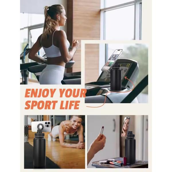 Equipped Anti-corrosion Coating Stainless Steel and Plastic Magnetic Gym Water Bottle