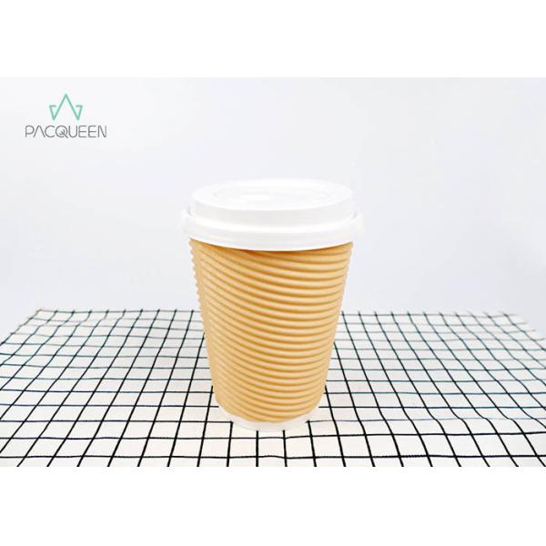 Food Grade Corrugated Ripple Paper Cups For Hot Coffee / Tea Drinking