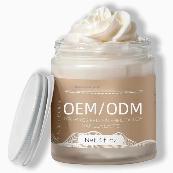 Lotion corporelle profondément hydratante OEM Huile d'amande douce naturelle et suif de bœuf nourri à l'herbe