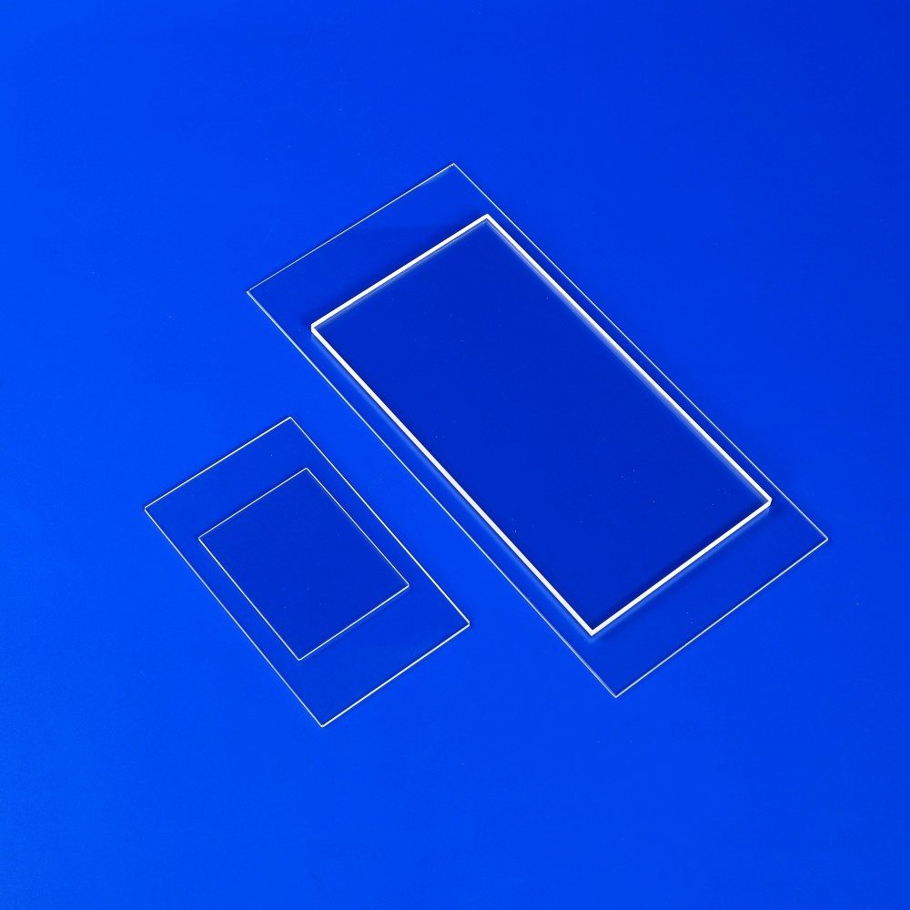 Custom Natural Fused Quartz Square Optical Clear Plate UV Protection Laser Window Bending Service