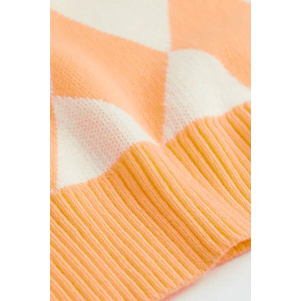 Unisex Kids Oversized Cotton Knitted Pullover Jacquard Sweater Vest Sleeveless Knit Waistcoat