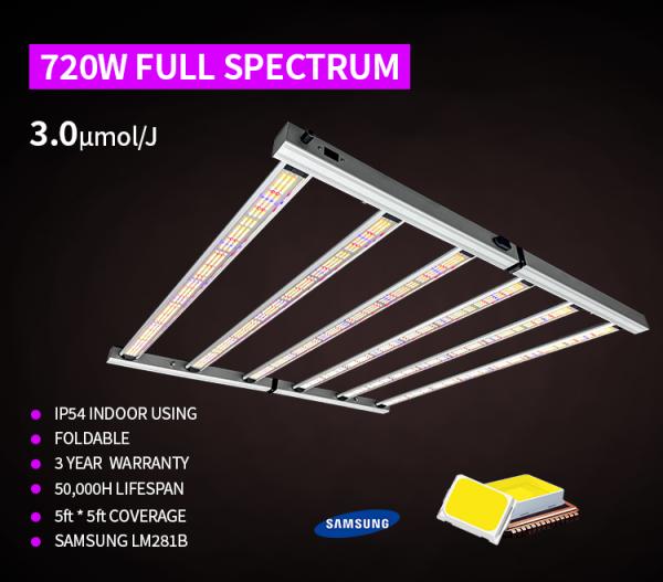 Couverture du noyau 5x5ft LM301H EVO LM281B Plein spectre 4x4ft LED Grow Lights 720W pour les plantes d'intérieur