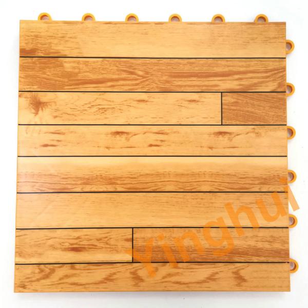 Custom Interlocking PP Basketball Flooring Indoor Wood Plastic Sport Flooring Tile For Fustal Tennis Court