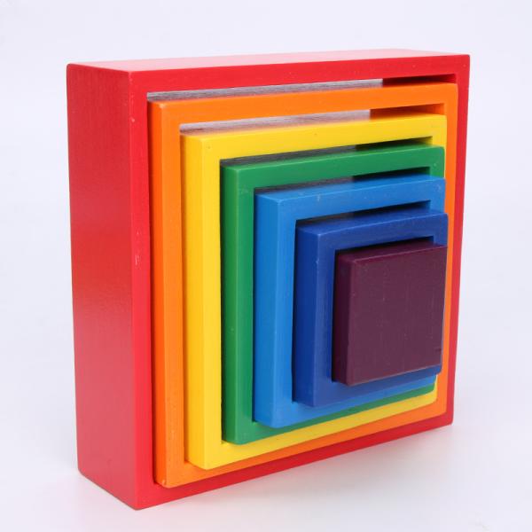 Blocs constitutifs en bois Toy Creative Educational d'arc-en-ciel de Brown 18cm