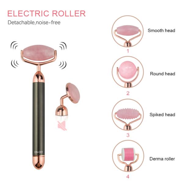 Ролик розового кварца ролика нефрита Massager стороны вибрируя лицевой