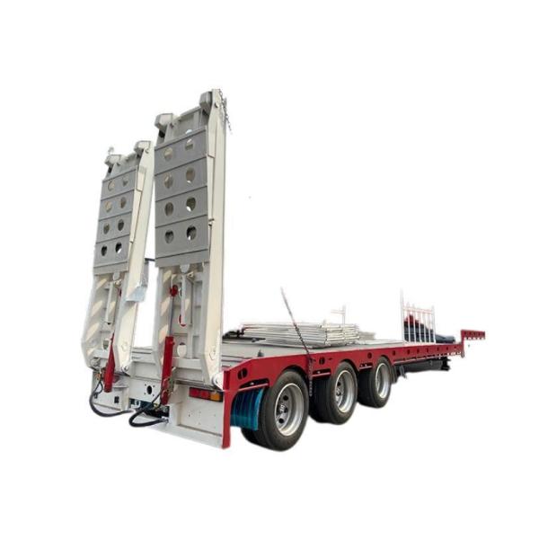 Hard Wood Floor Low Bed Deck Transport Excavator Semi Trailer with Relay Valve Wabco