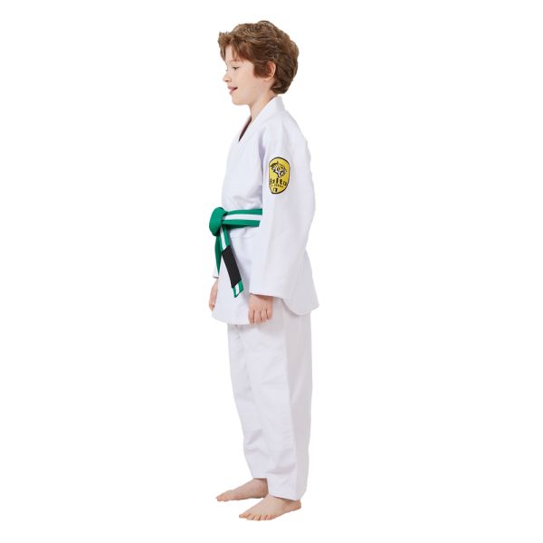White 350gsm Pearl Weave BJJ Gi 100% Cotton Breathable Brazilian Jiu Jitsu Uniform For Kids