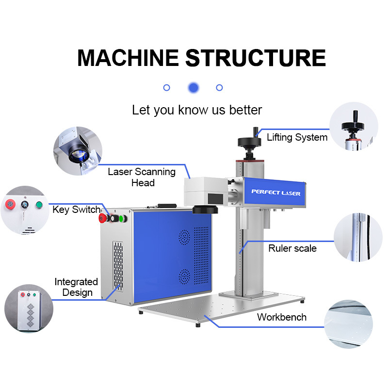 Perfect Laser 20W 30W 50W Fiber Laser Marking Machine High Speed Metal Laser Engraver for Stainless Steel Aluminum Serial Number Barcode Logo Marking