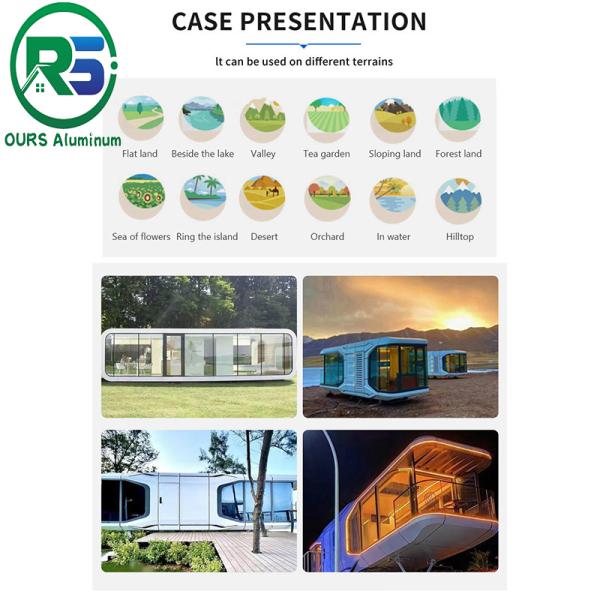 2023 Специально изготовленный современный дизайн Алюминиевый сплав Капсула Крошечный дом Для проживания Преддельные дома Капсульная кабина Яблочная кабина