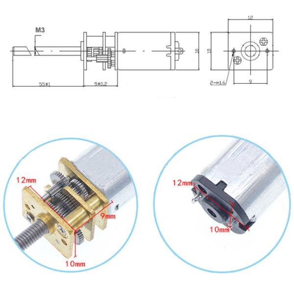 Мотор 6v 200rpm шестерни GA12 N20 микро- более длиной продел нитку шпиндель M3*55