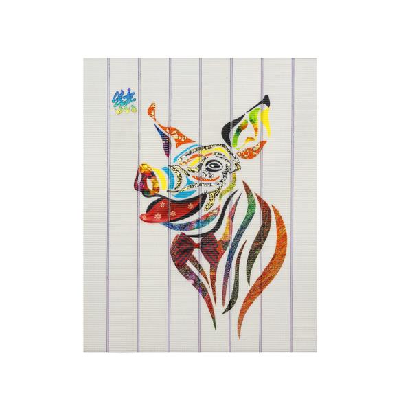 Twelve Animals Pig Chinese Zodiac Painting , Hanging Decorative Yarn Art Ribbon